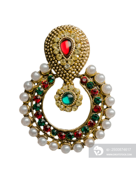 indian earring on white isolated background