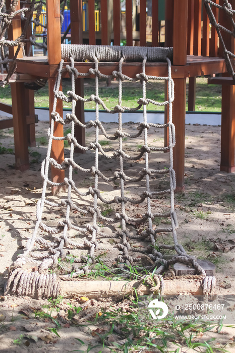 Rope mesh climbing outdoor playground  , no children on background