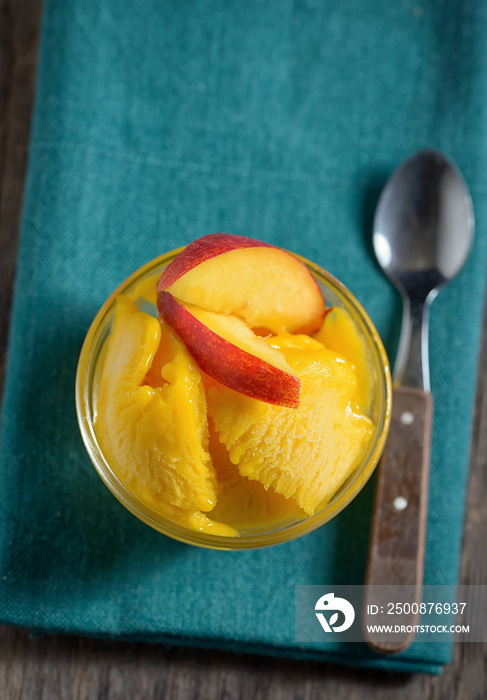 Home made mango ice sorbet