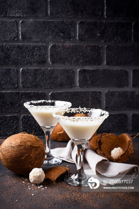 Coconut martini or Margarita. Alcoholic cocktail