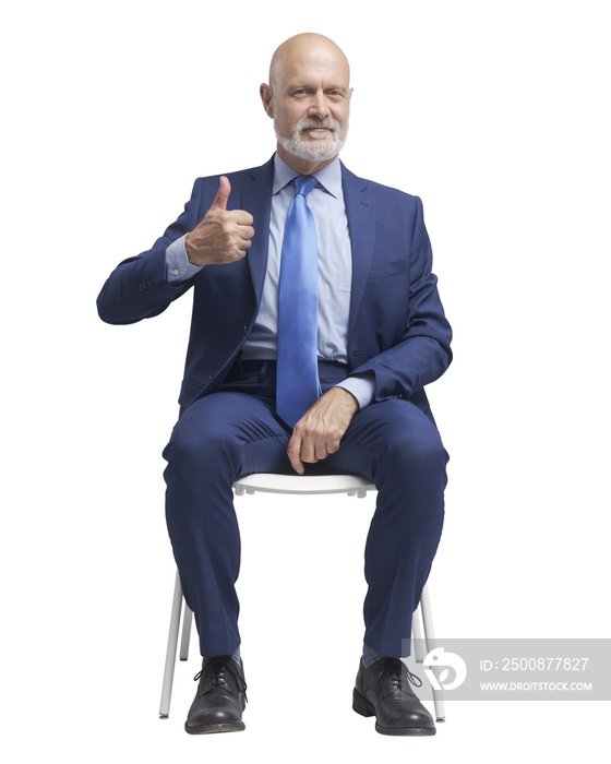 PNG file no background Successful businessman giving a thumbs up