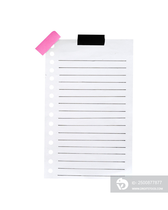 blank white paper note with tape