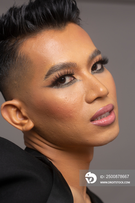 Studio portrait of person with make-up