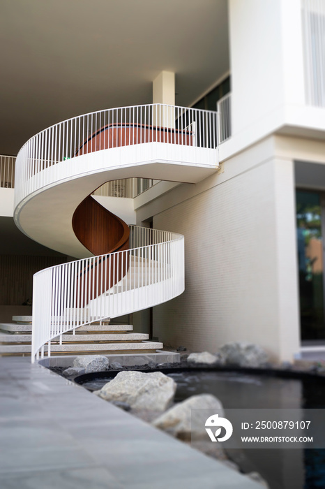 White curve stair office building