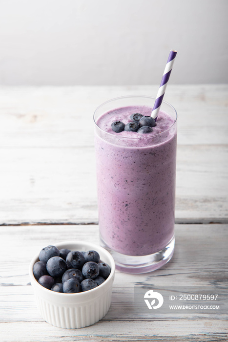 blueberry smoothie on white background