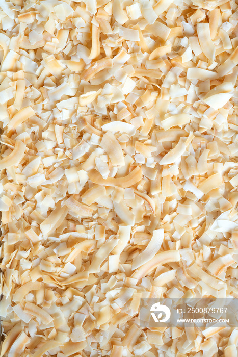 toasted crispy coconut flake background