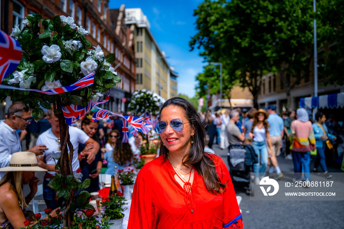 Beautiful Indian Girl celebrating the Queens Platinum Jubilee at Duke of York Square, London