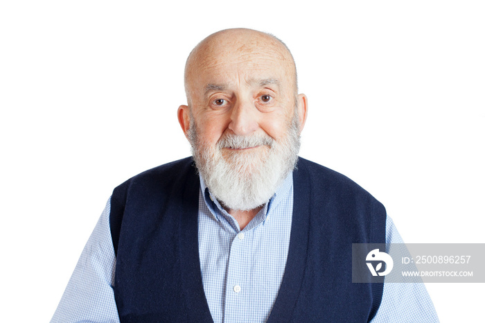 elderly man on isolated white background