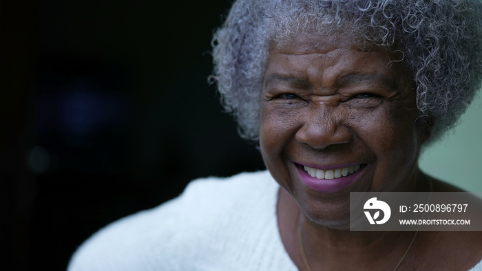 An African senior woman laughing and smiling portrait face