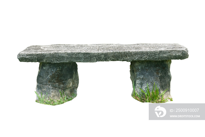 A stone bench isolated on a white background.