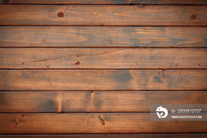 Organic building. Timber plank surface wall for vintage grunge wallpaper. Dark grain panel board tab