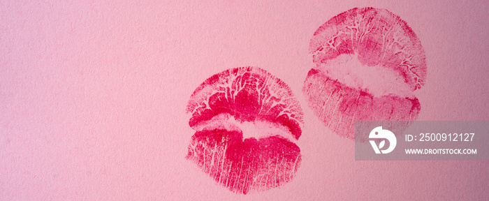 Kiss pattern. Pink lips background prints. Valentines day and love concept.