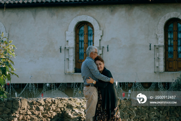 Senior Latino Mexican couple in love celebrate their anniversary