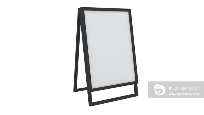 Display Stand or Stand Board or Sign Stand Wooden Drawing Board with black frame on white background