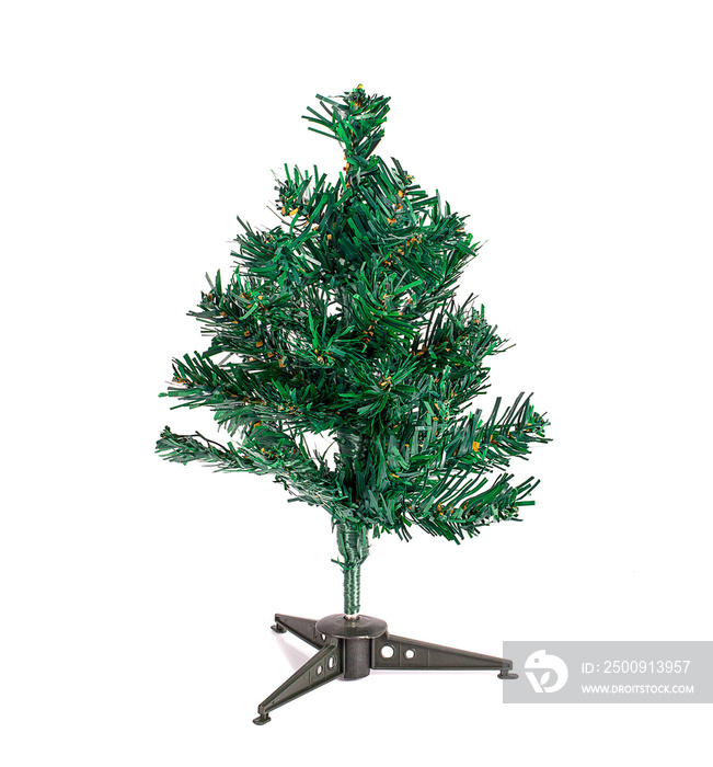 Bare plastic christmas tree an isolated on white background