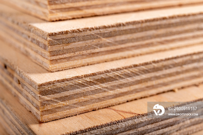 Plywood panels stacked on top of each other. Materials for carpenters for the construction of furnit