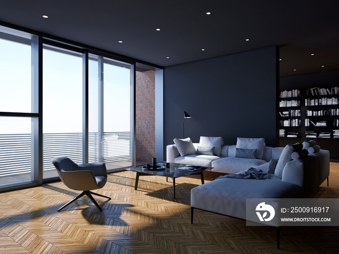 large luxury modern minimal bright interiors room mockup illustration 3D rendering