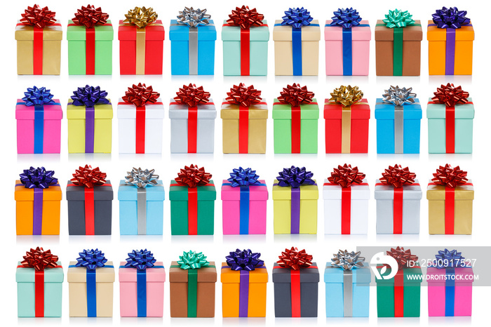 Christmas presents background wallpaper card birthday gifts isolated on white