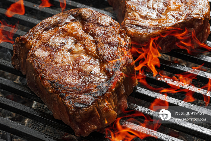 barbecue steak fried on the grill