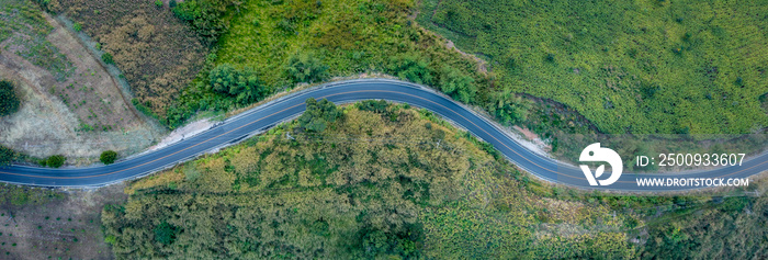 aerial landscape view mountain paths rural road