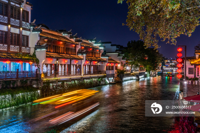 南京秦淮河风景区夜景