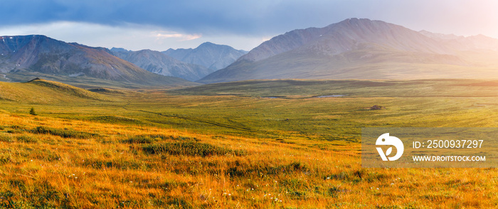 alpine plateau at sunset