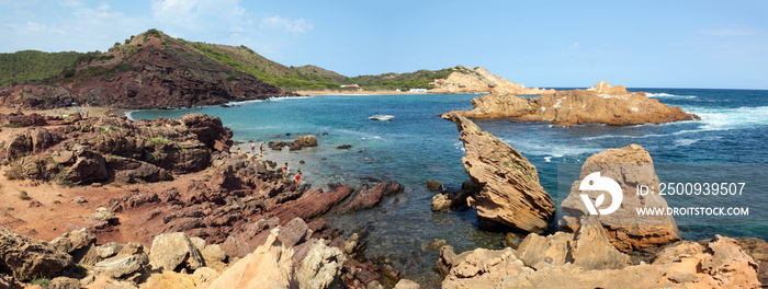 Cala Pregonda panoramic view, north of Menorca, Balearic Islands, Spain