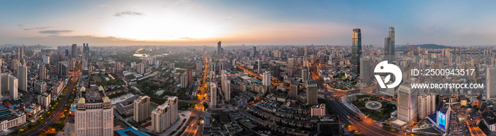 长沙金融中心地区城市风光航拍全景图