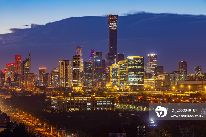 北京国贸CBD中央商务区夜景风光