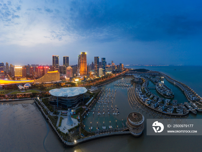 鸟瞰厦门全貌夜景