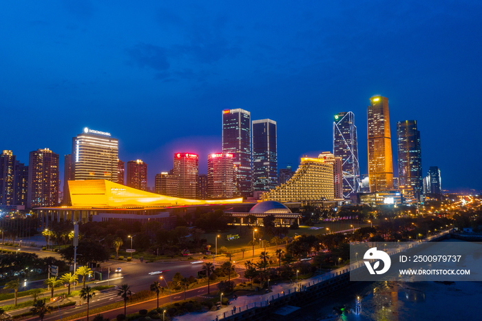 鸟瞰厦门城市夜景