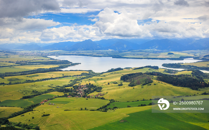 liptov panorama on liptovska mara water lake reservoir and low tatras