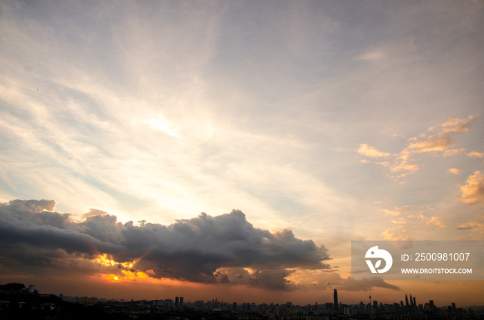 Sunset view of kuala lumpur city from bukit ampang, kuala lumpur, Malaysia. Taken from Ampang Lookout Point.