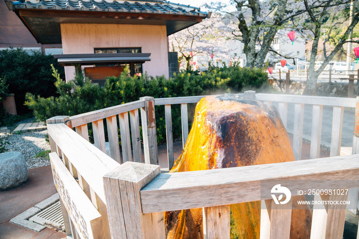 Hot spring steam at Kinosaki Onsen village in Hyogo, Japan