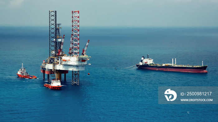 Offshore oil rig drilling platform in the gulf of Thailand(color tone)