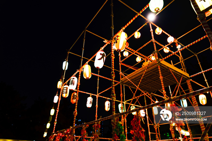 landscape of japanese traditional dance party ( named Bon-Odori ) on the Bon periods in summer