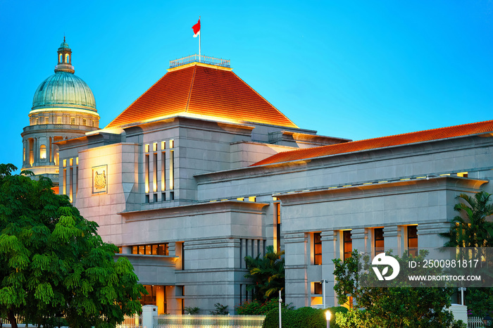 Parliament and Old Supreme Court Building at Boat Quay Singapore