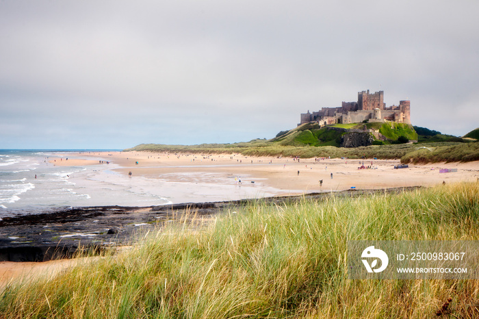 Vew of Bamburgh Castle in Bamburgh Northumberland