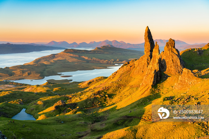 Old Man of Storr at sunrise on Isle of Skye, Scotland