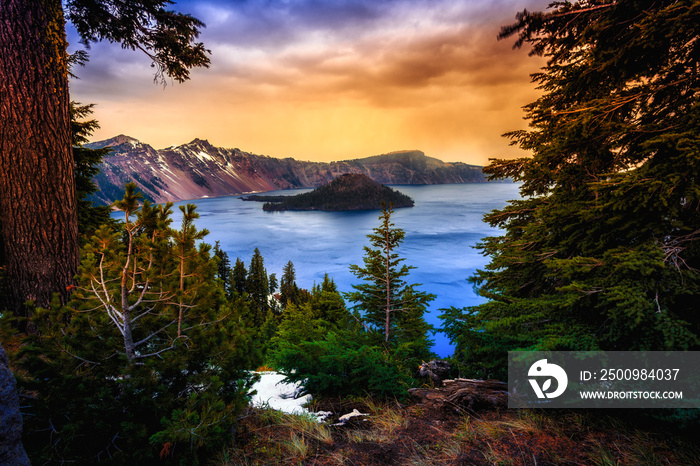 Sunset Views on Crater Lake, Crater Lake National Park, Oregon