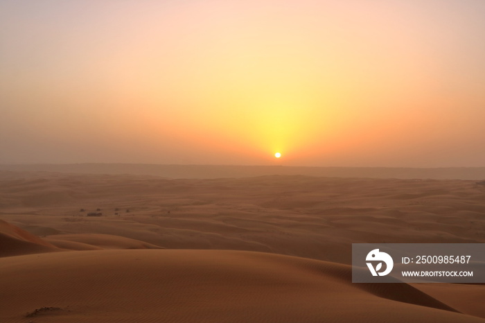 sunset in the desert Wahiba Sands in Oman