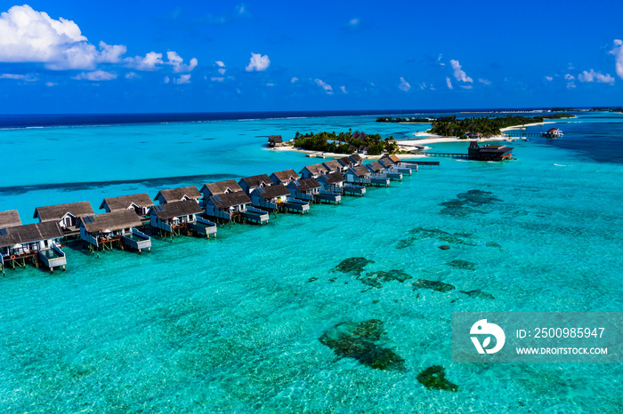 Aerial view, Lagoon of the Maldives island Maadhoo, South Male Atoll, Maldives