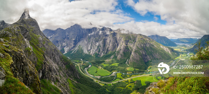 Mt Romsdalshorn and the Vengetindene pinnacles from Litlefjellet, norway