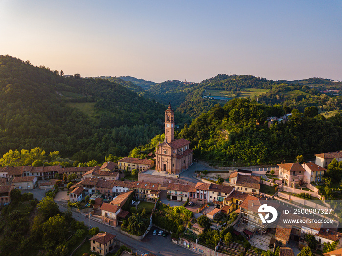 Aerial view of Aramengo, Province of Asti, Italy