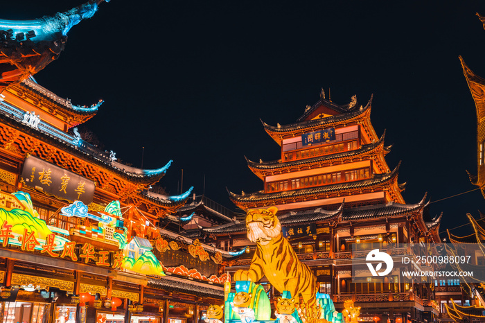 The colorful and traditional Chinese lanterns at Yuyuan, Shanghai, China.