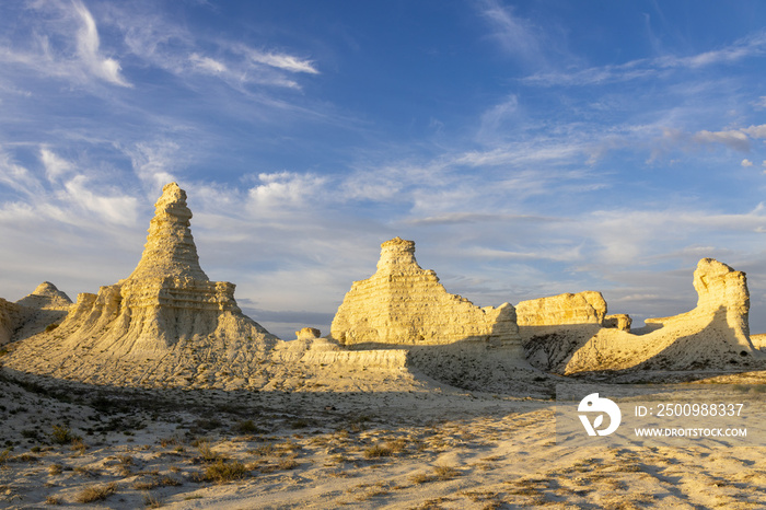 The limestone plateau of Akkergeshen (or Akkegershin) in Atyrau region, Kazakhstan.