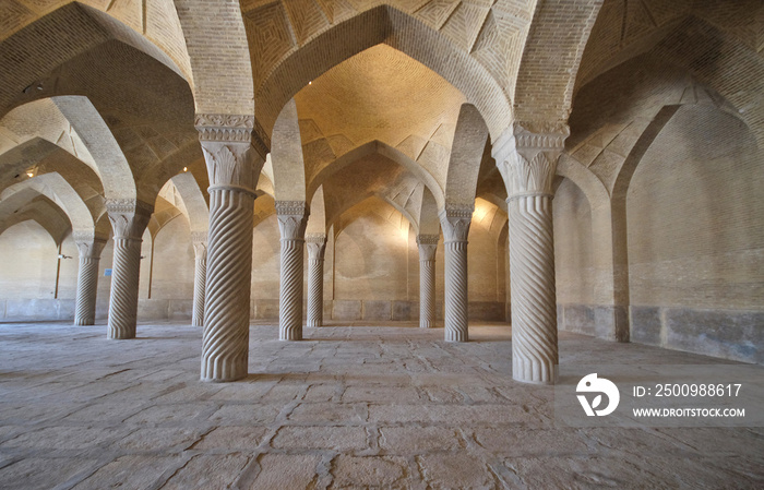 Shabestan or Prayer Hall of the Vakil Mosque in Shiraz, Iran