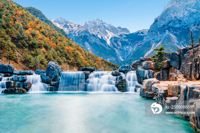 Landscape of Blue Moon Valley in Jade Dragon Snow Mountain, Lijiang, Yunnan, China