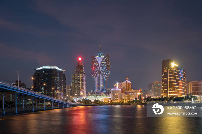 Image of Macau (Macao), China. Skyscraper hotel and casino building at downtown in Macau (Macao).