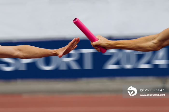 men relay race in background banner Sport 2024